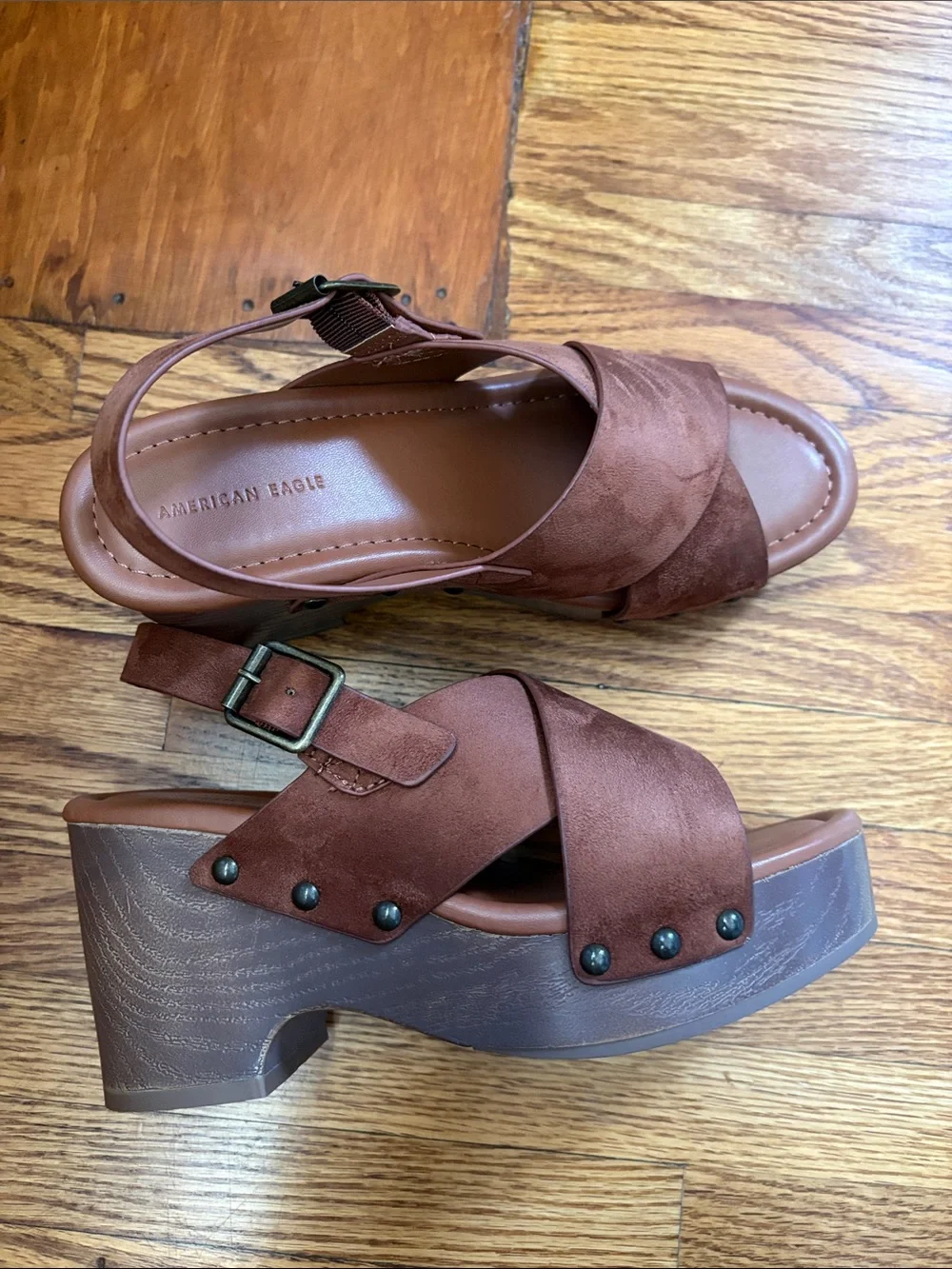 Women’s Brown Faux Suede Crisscross Slingback Sandals